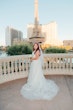 Bride at a Las Vegas Wedding Wearing Lace Ballgown Called Ellen by Rebecca Ingram