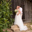 Bride In V-neck A-line Minerva Rebecca Ingram With Groom