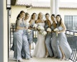 Bride Wearing Pearl Sparkly Bridal Gown Called Drew By Maggie Sottero With Bridesmaids