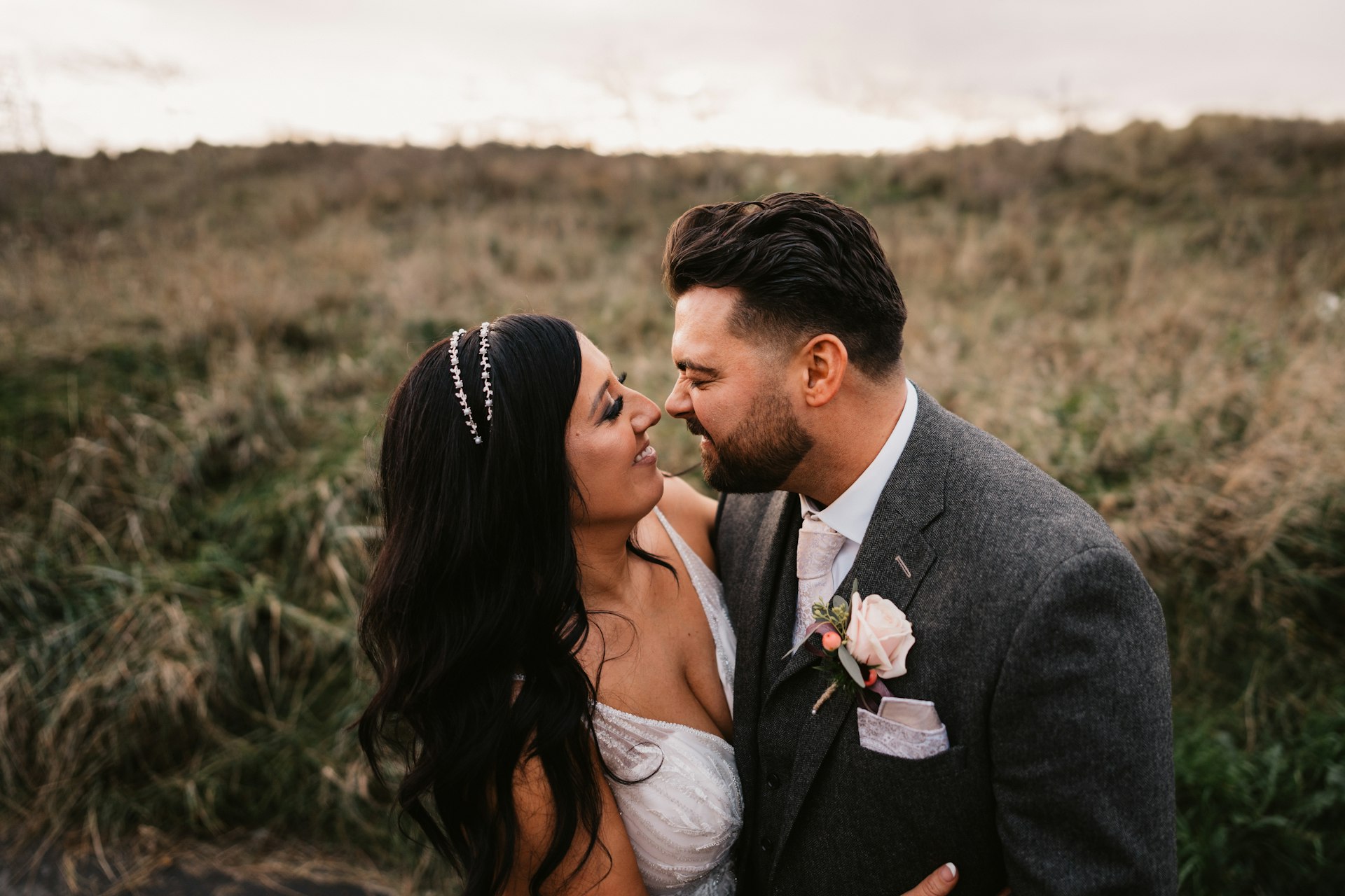 Bride Wearing Art Deco Wedding Dress Called Luella By Sottero And Midgley Looking At Groom