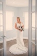 Bride Wearing Glamorous Sheath Art Deco Dress Called Elaine By Maggie Sottero 