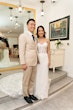 Bride Wearing Lace Fit And Flare Wedding Dress Called Fairchild By Maggie Sottero With Groom