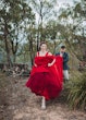 Bride In Red A-line Alera Sottero Midgley With Groom