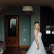 Bride wearing Lettie wedding dress by Rebecca Ingram