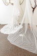 Real Bride's Floral Lace Mermaid Wedding Gown with Beaded Spaghetti Straps Called Giana by Maggie Sottero