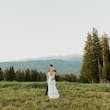 Groom With Bride Wearing Simple Vintage V-back Dress Abbott Dawn By Sottero and Midgley