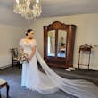 Bride In Wedding Dress With Flutter Sleeves Called Paige By Maggie Sottero