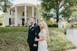 Groom with Bride in Glittery Mermaid Wedding Gown with Plunging Illusion Sweetheart Neckline  by Maggie Sottero