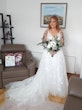 Real Bride in Floral A-Line Wedding Dress with Soft, Dreamy Layers Called Lorenza by Maggie Sottero