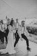 Wedding party having fun on the dance floor.