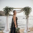 Bride Wearing Black Fit And Flare Wedding Dress Called Zander Lane By Sottero And Midgley At Her Destination Wedding
