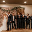 Bride In Sparkle Fit-and-Flare Fontaine By Maggie Sottero With Guests