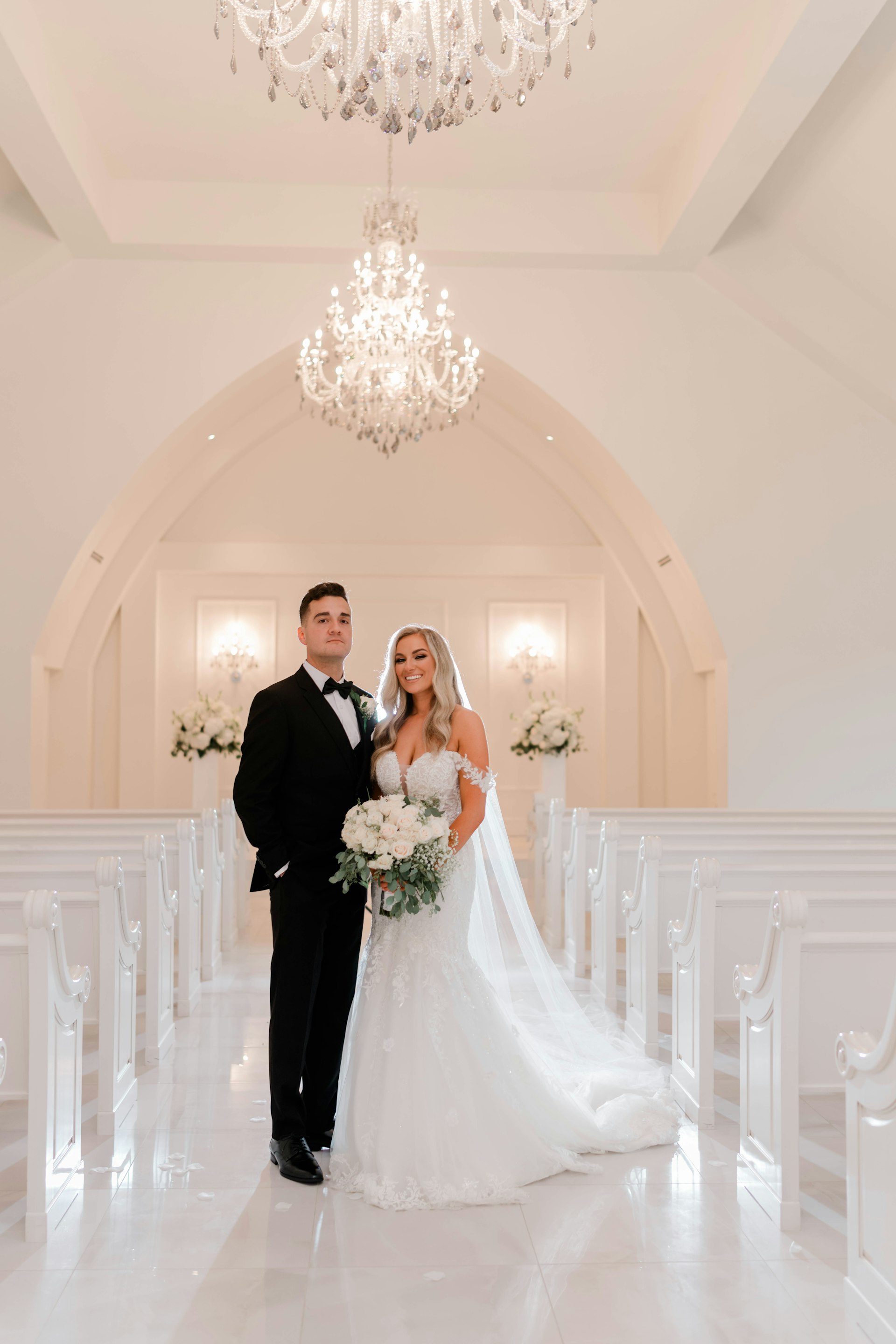 Bride wearing Lennon by Maggie Sottero with her husband