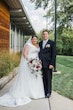 Groom Posing With Real Bride In White Wedding Dress Named Darius By Maggie Sottero