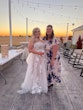 Real Bride in Romantic Sweetheart Neckline Wedding Dress with Floral Lace Motifs Called Hattie Lane Lynette Marie by Rebecca Ingram