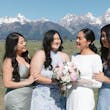 Bride wearing Aston by Sottero and Midgley with her bridesmaids