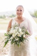 Curvy real bride wearing lace mermaid wedding dress called Judson by Maggie Sottero.