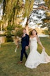 Real Bride in Floral Lace Mermaid Wedding Gown with Beaded Spaghetti Straps Called Giana by Maggie Sottero