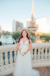 Bride at a Las Vegas Wedding Wearing Lace Ballgown Called Ellen by Rebecca Ingram