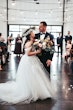 Groom With Bride Wearing Strapless Floral Princess Wedding Dress Orlanda By Maggie Sottero