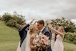 Bride In Sparkle Fit-and-Flare Fontaine By Maggie Sottero With Groom