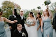 Bride Wearing Lace Princess Dress Called Harlem By Maggie Sottero With Bridal Party