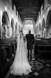 Real Bride in Romantic Cap-Sleeve Chiffon Wedding Gown with Sweetheart Neckline Called June by Maggie Sottero