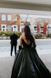 Bride Wearing Black Aline Wedding Dress Called Scarlet By Maggie Sottero Doing A First Look With Groom