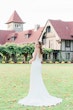 Bride In Modern Satin Wedding Dress Called Alberta By Maggie Sottero At Cottagecore Venue