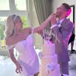 Bride In 3D Lace Fit-and-Flare Ryker Sottero Midgley With Groom
