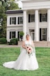 Real Bride in Halter Ball Gown Wedding Dress with Illusion Lace Bodice over Sweetheart Neckline Called Tovah by Sottero & Midgley