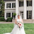 Real Bride in Halter Ball Gown Wedding Dress with Illusion Lace Bodice over Sweetheart Neckline Called Tovah by Sottero & Midgley