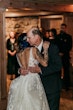 Bride Wearing Lace Ballgown Wedding Dress Called Sasha By Maggie Sottero Dancing With Her Father