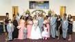 Groom With Bride Wearing White Lace Ball Gown 