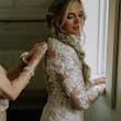 Bride Wearing Lace Sheath Wedding Dress Francesca By Maggie Sottero