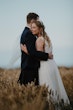 Groom With Bride In Minimalist Wedding Dress With Pearls Sahar Marie By Maggie Sottero