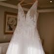 Real Bride's Nature-Inspired Tulle Wedding Dress with Plunging V-Neckline Called Jenessa by Rebecca Ingram