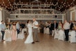 Bride Wearing Crepe Wedding Dress Called Dionne By Rebecca Ingram Dancing With Groom At The Reception