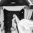 Bride Wearing Long Sleeved Lace Fit And Flair Dakota By Sottero And Midgley 
