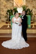 Bride wearing Lace A-line Wedding Dress called Trinity Lynette by Maggie Sottero with the groom
