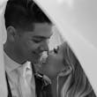 Groom With Bride Wearing Modest Cap Sleeve Ball Gown Pearson By Maggie Sottero