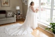 Bride wearing Lace A-line Wedding Dress called Trinity Lynette by Maggie Sottero