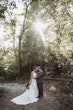 Groom With Bride Wearing Unique Boho A-Line Wedding Dress Keating By Rebecca Ingram