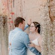 Groom With Bride Wearing Cold Shoulder Crepe Wedding Dress Bracken Lynette By Sottero And Midgley