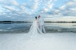 Bride In Off The Shoulder Lace Wedding Dress Called Edison By Maggie Sottero With Groom