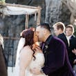 Groom And Bride Wearing A-line Bridal Dress Ainsleigh By Rebecca Ingram Kissing