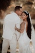 Bride In Sequin Fit-and-flare Tuscany Marie Maggie Sottero With Groom