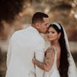 Bride In Sequin Fit-and-flare Tuscany Marie Maggie Sottero With Groom