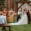Bride Wearing Lace Wedding Dress Called Ladonna By Maggie Sottero Kissing Groom