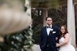 Bride in V neck ballgown called Trinity Lynette by Maggie Sottero with grrom